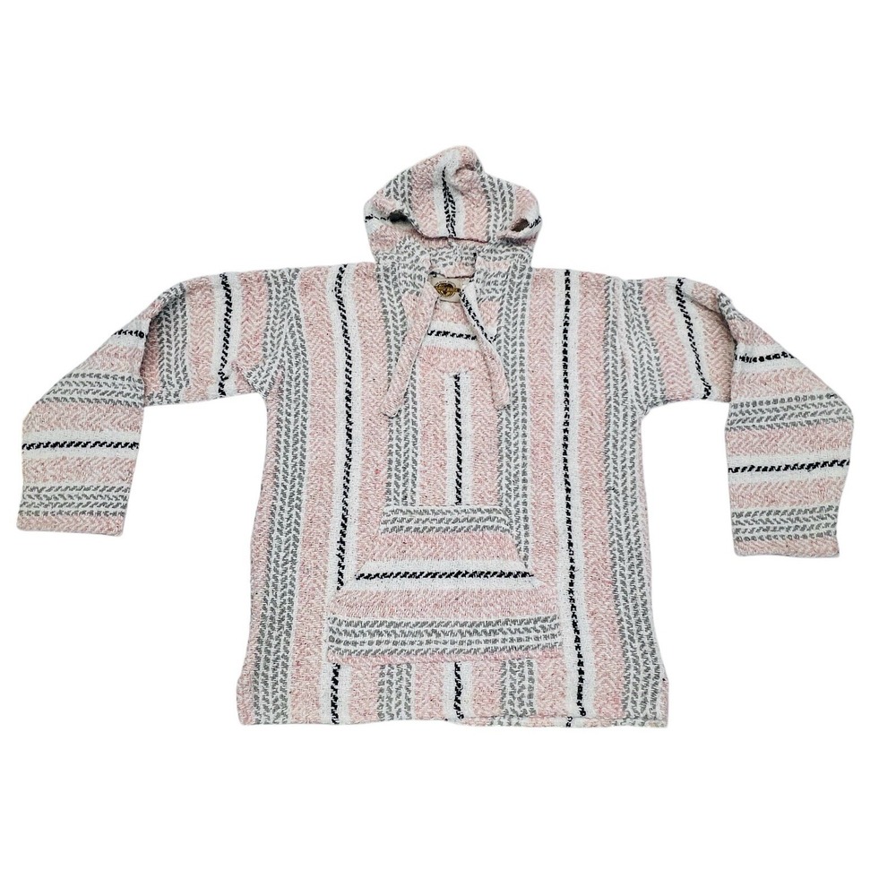 VINTAGE Earth‎ Ragz Sweater Womens Size Small Pink Hoodie Poncho Sweatshirt Baja
